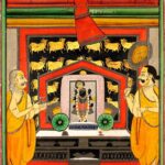 Pintura (Kota, Rajasthan, c. 1880): Adoração de Dvārakānāthjī em Kankroli
