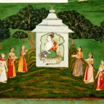 Pintura (Bikaner, Rajasthan, início do séc. XVIII): Adoração de Śiva e da Devī