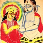 Pintura (Kalighat, Calcutá, c. 1890): Annapūrṇā e Śiva