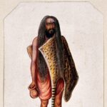 Guache indiano (c. 1880): Asceta de manto açafrão e pele de tigre