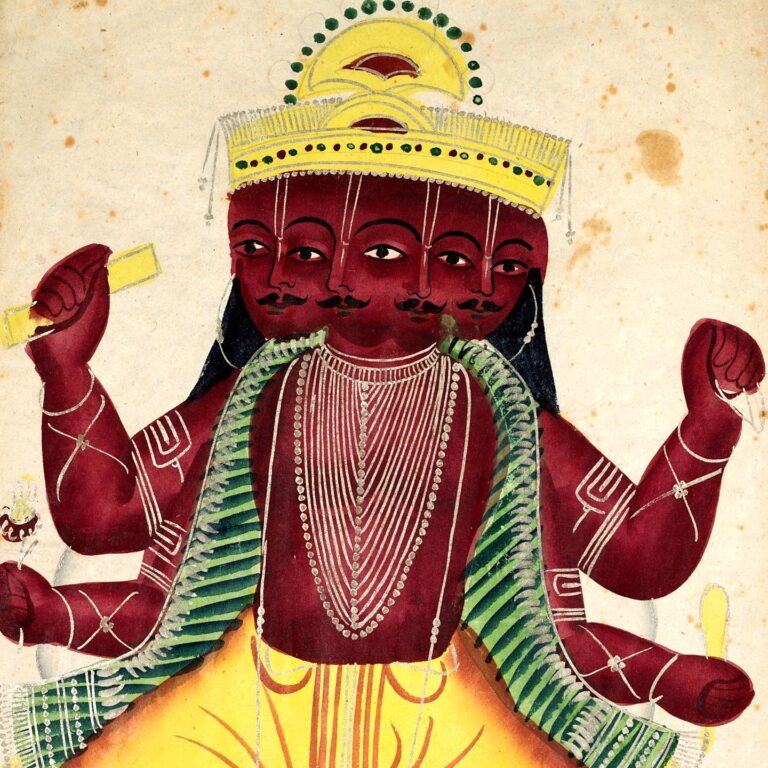 Pintura (Kalighat, Calcutá, c. 1890): Brahmā