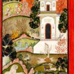 Pintura (Kota, Rajasthan, c. 1760): Devagandhāra Rāgiṇī: um asceta em retiro