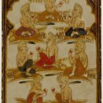 Arte indiana com sábios e yogis