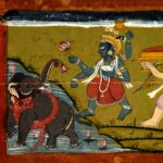 Pintura (Kota, Rajasthan, séc. XIX): Gajendra Mokṣa: a libertação do rei dos elefantes