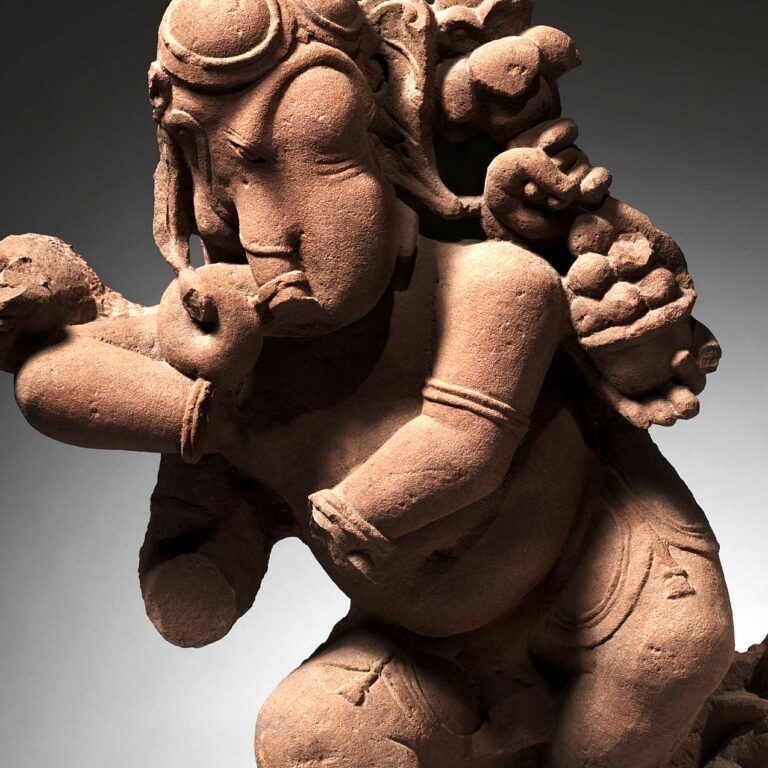 Escultura de arenito (Madhya Pradesh, c. 1000): Gaṇeśa dançando