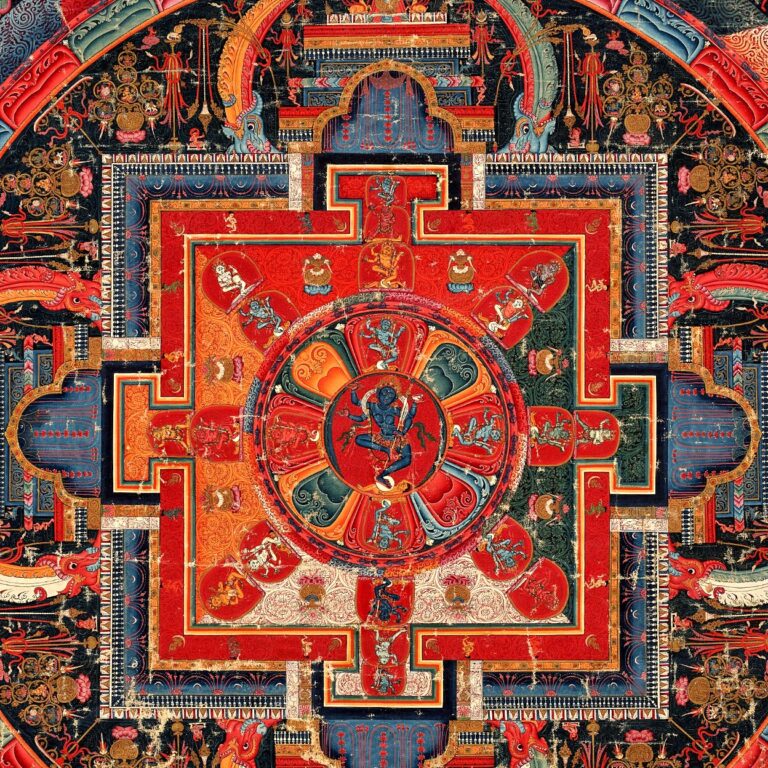 Pintura (Tibete, c. 1375): Maṇḍala de Nairātmā com 23 deidades