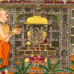 Pintura (Kota, Rajasthan, c. 1825): O Mahārao Kiśor Siṅgh II de Kota adora Kṛṣṇa