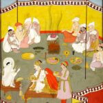 Pintura (Pahari, séc. XVIII): O rei Bali doa a terra a Vāmana