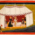 Pintura (Pahari, c. 1720): O rei Vikrama convoca Mādhava