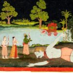 Pintura (Bundelkhand, c. 1770): Rāma e Lakṣmaṇa matam o gigante Virādha