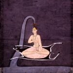 Guache indiano: śiva sentado em padmāsana sobre a pele de cervo
