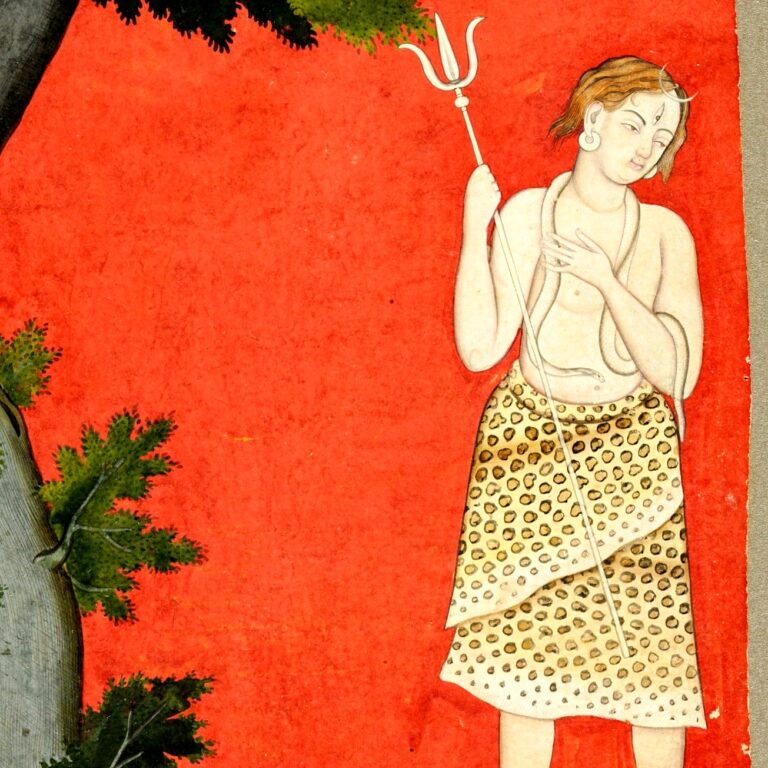 Pintura (Pahari, c. 1780): Śiva sob as árvores