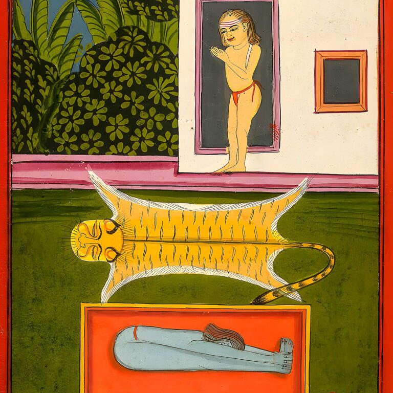 Miniatura da Jogapradīpikā (c. 1830): yogi deitado em śavāsana
