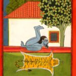 Miniatura da Jogapradīpikā (c. 1830): Yogi em postura deitada de bruços