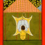 Miniatura da Jogapradīpikā (c. 1830): Yogi em postura invertida sob o pavilhão