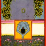 Miniatura da Jogapradīpikā (c. 1830): Yogi em postura junto ao lago