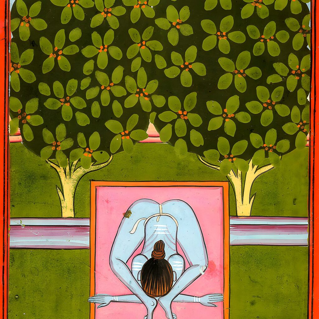 Miniatura da Jogapradīpikā (c. 1830): yogi em postura sentada fechada