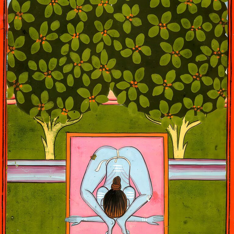 Miniatura da Jogapradīpikā (c. 1830): yogi em postura sentada fechada