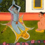 Miniatura da Jogapradīpikā (c. 1830): yogi em sūryāsana, com um discípulo